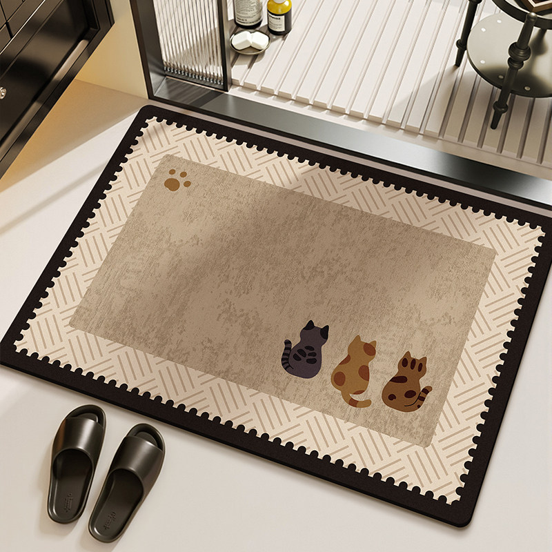 Bamboo Bath Mat - VIKAMA Minimalist Ins Style Marble Anti