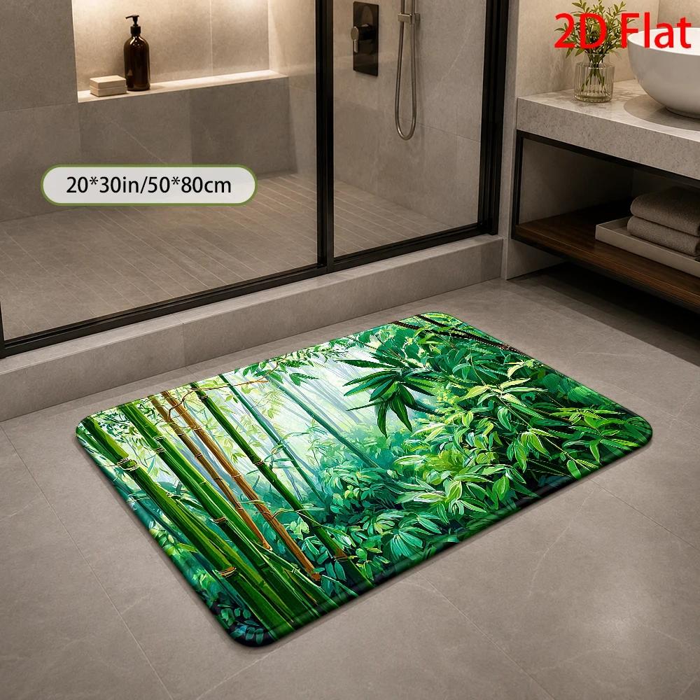 Tropical Bamboo Jungle Pattern - Bamboo Bath Mat 评论和价格