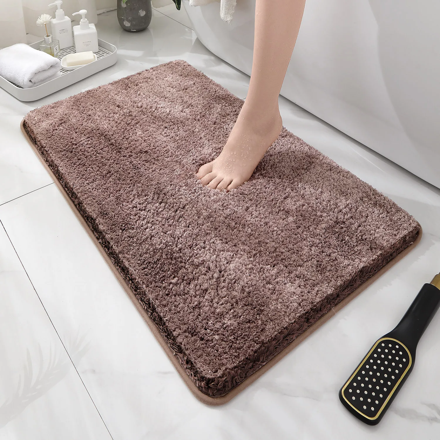 Rounded and thickened bathroom - Bamboo Bath Mat 评论和价格
