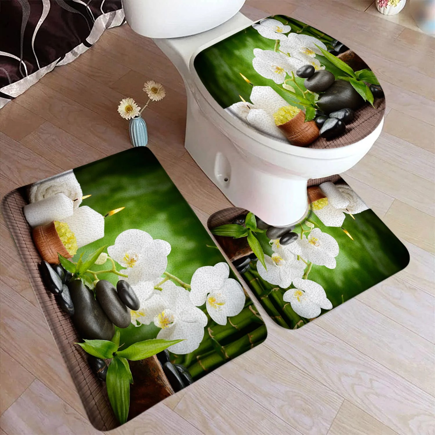 Zen Green Bamboo Bath Mat Set  - Bamboo Bath Mat 评论和价格