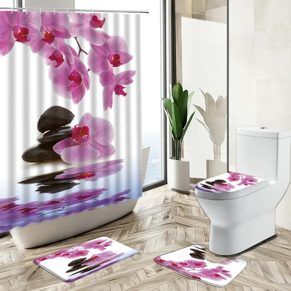 Shower Curtain Orchid Green Ba - Bamboo Bath Mat 评论和价格
