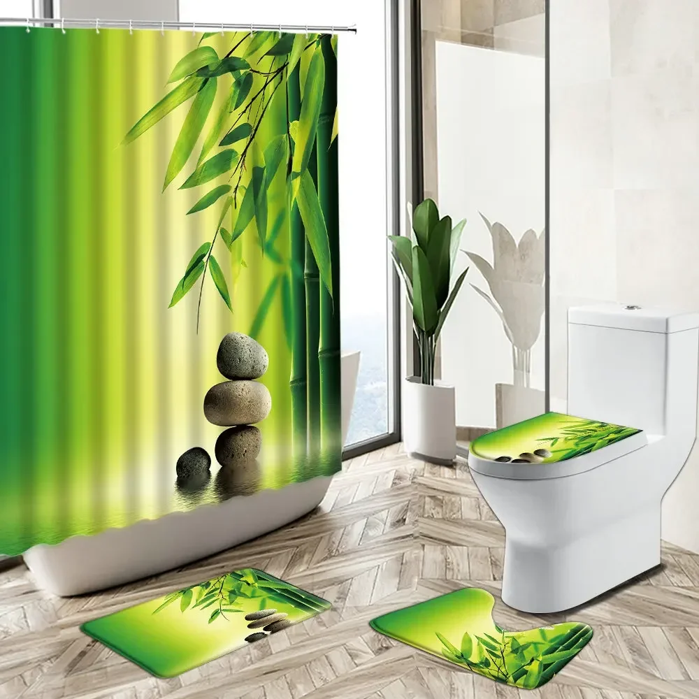 Shower Curtain Orchid Green Ba - Bamboo Bath Mat 评论和价格