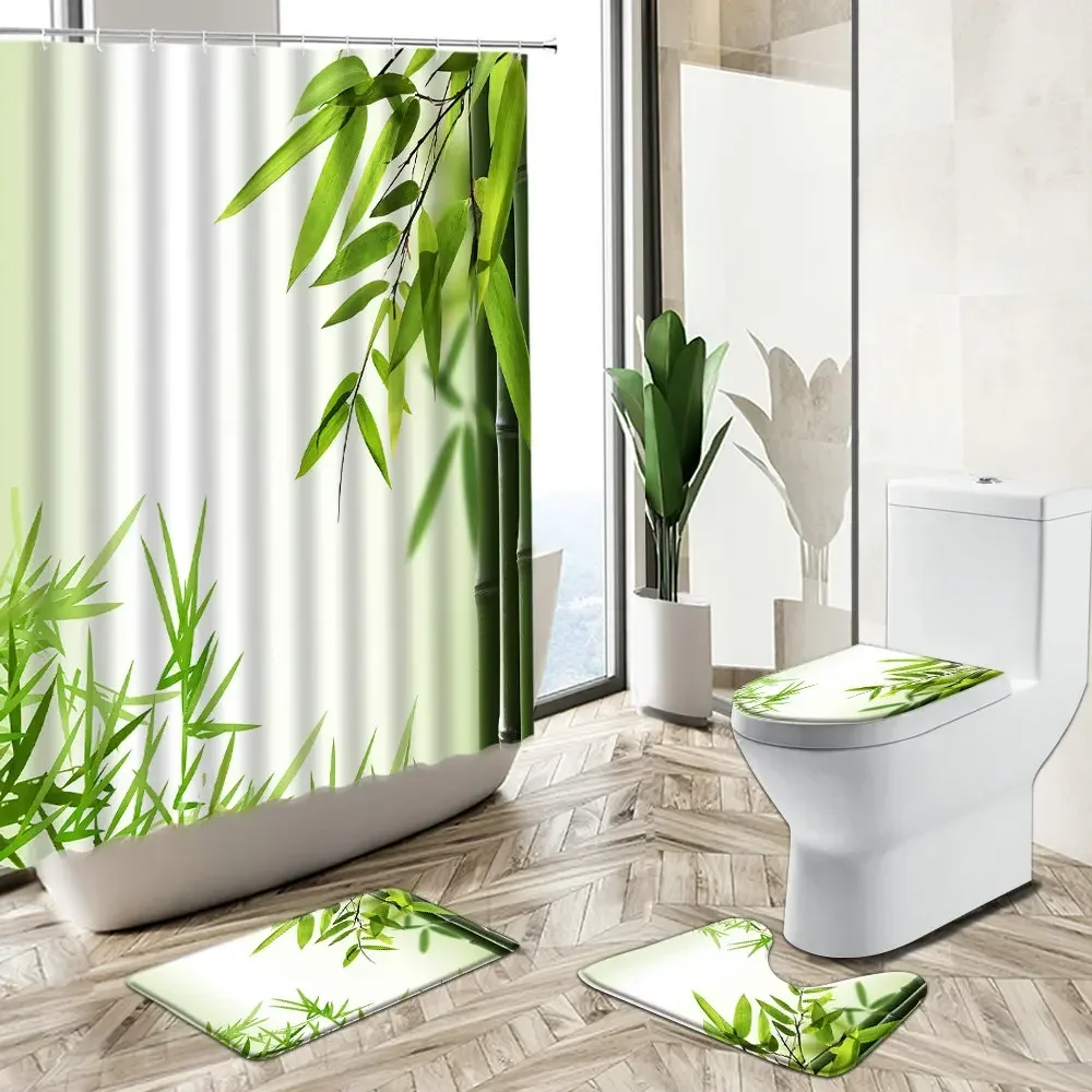 Shower Curtain Orchid Green Ba - Bamboo Bath Mat 评论和价格