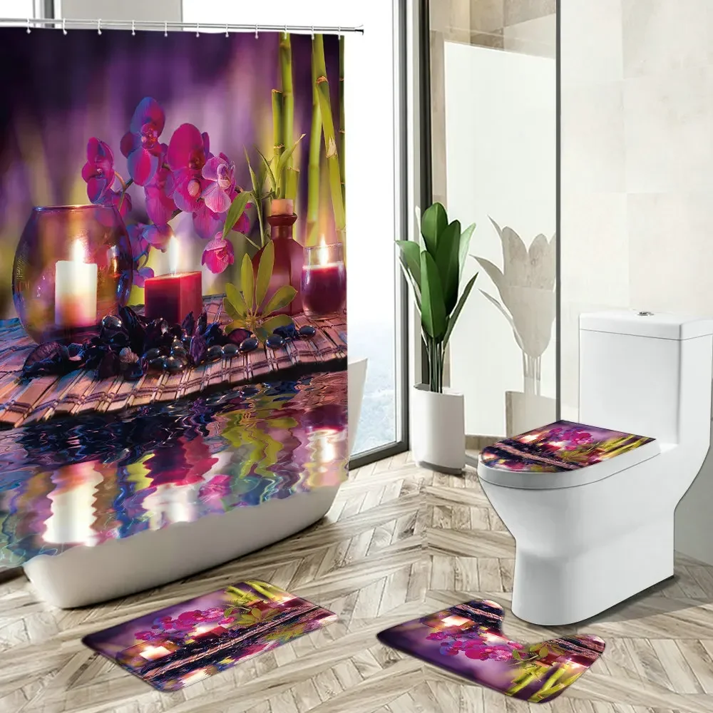 Shower Curtain Orchid Green Ba - Bamboo Bath Mat 评论和价格